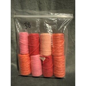 Vintage 80s 8 pc Punch Embroidery Thread Clarke's Mixed Colors Pink Bag 38
